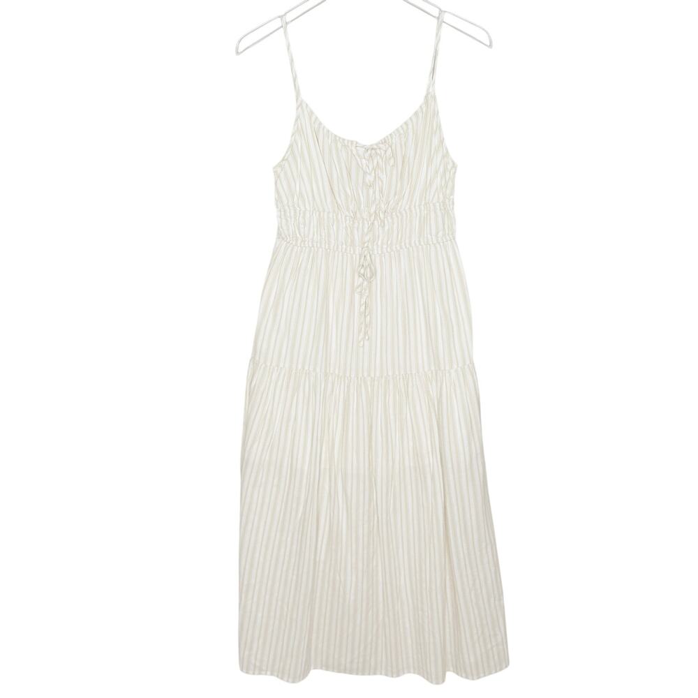 Things Between Forever In Time Dress M Ivory Striped Milkmaid Sundress Cottage